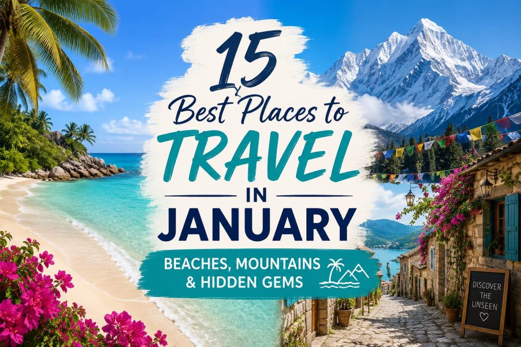 5 best places to travel in January featuring beaches, mountains, and hidden gem destinations.
